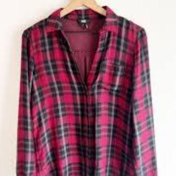 PAIGE Tops - Paige Women's Black and Burgundy Shirt Size Large